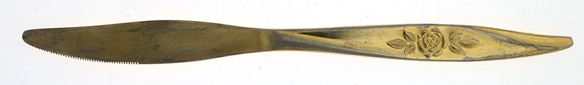 Avon Rose (Gold Electroplate) Modern Solid Knife by Hanford Forge-1