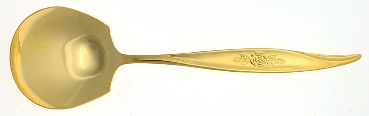 Avon Rose (Gold Electroplate) Solid Smooth Casserole Spoon by Hanford Forge-1