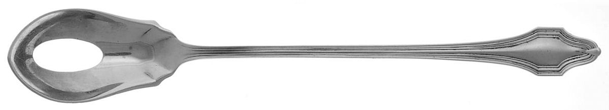 HAS1 (Sterling, No Monograms) Pierced Bowl Short Handle Olive Spoon by Hallmark-1