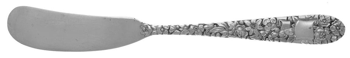 Ribbon Rose (Sterling, 1942) Flat Handle Butter Spreader by Hallmark-1