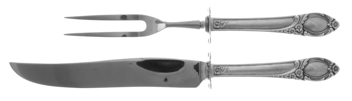 Silver Locket (Silverplate) Small Stainless Blade 2-Piece Steak Carving Set by Heritage China-1