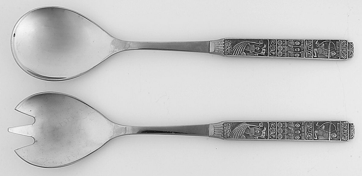 Kongetinn (Pewter) 2 Pc Salad Set with Stainless Bowl by Hardanger-1