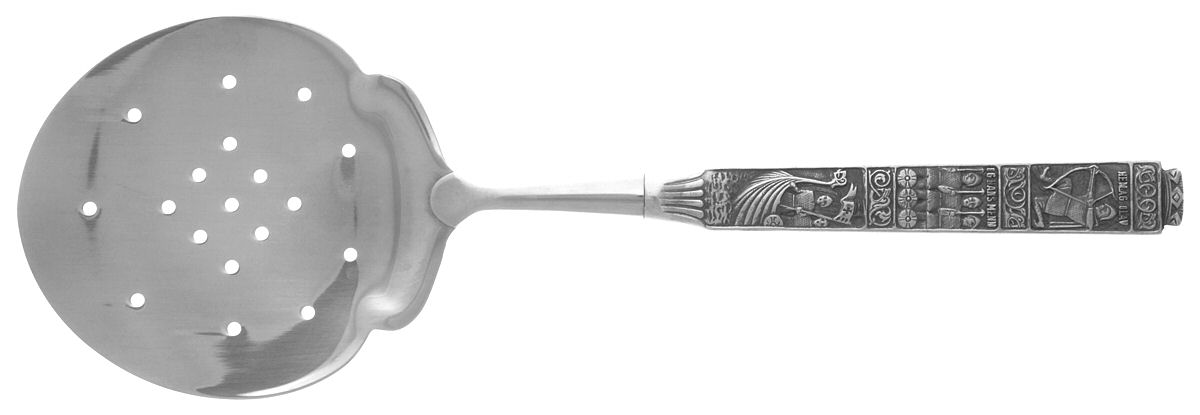 Kongetinn (Pewter) Fish Server, Stainless Blade with Pierced Bowl by Hardanger-1