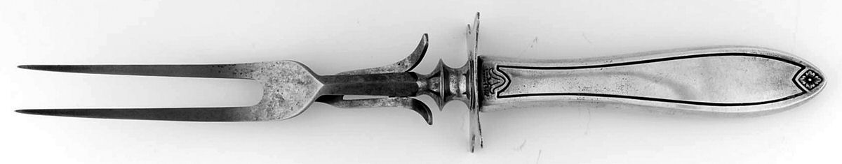 Fiesta (Sterling, 1942) Large Stainless-Prong Roast Carving Fork by Hallmark-1