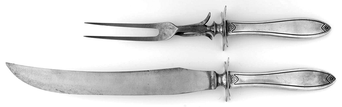Fiesta (Sterling, 1942) Large 2-Piece Roast Carving Set w/Stainless Blade by Hallmark-1