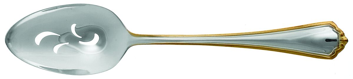 Knights Bridge (gold accent) Pierced Tablespoon (Serving Spoon) by Heritage China-1