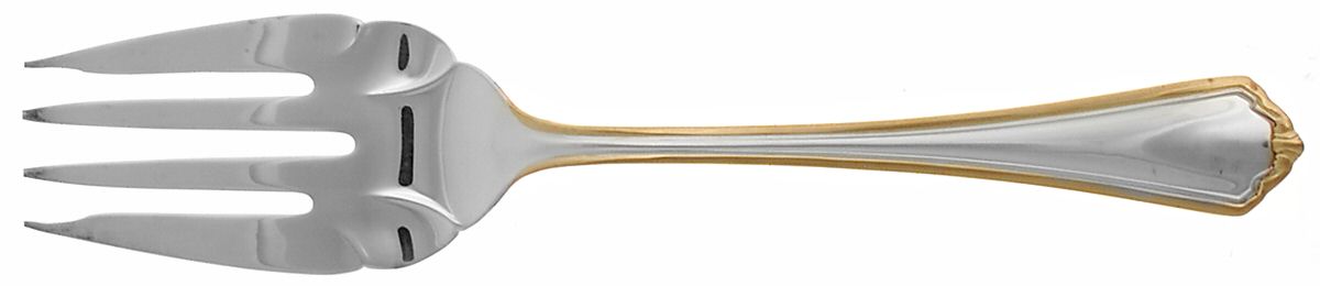 Knights Bridge (gold accent) Medium Solid Cold Meat Serving Fork by Heritage China-1