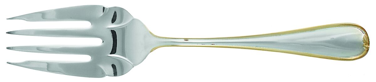 Hampton (Silverplate, Gold Accent) Medium Solid Cold Meat Serving Fork by Heritage China-1