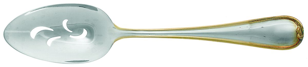 Hampton (Silverplate, Gold Accent) Pierced Tablespoon (Serving Spoon) by Heritage China-1