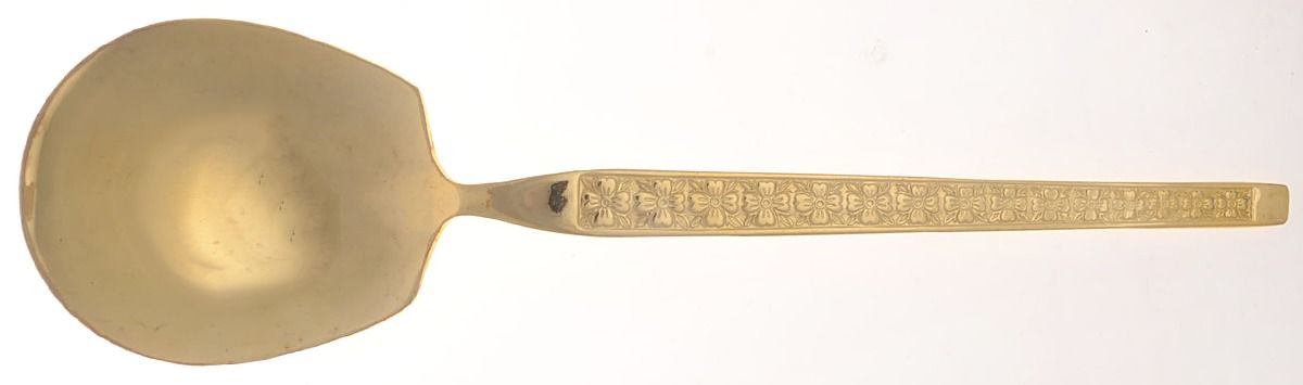 Golden Trocadero (Gold Electroplate) Solid Smooth Casserole Spoon by Hanford Forge-1