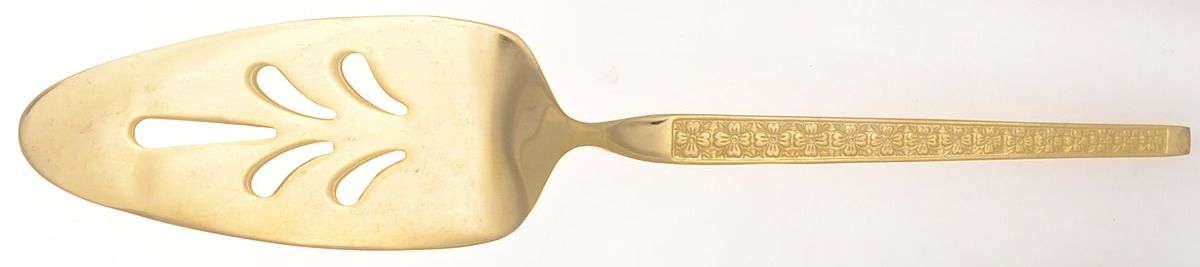 Golden Trocadero (Gold Electroplate) Pierced All Stainless Pie Server by Hanford Forge-1