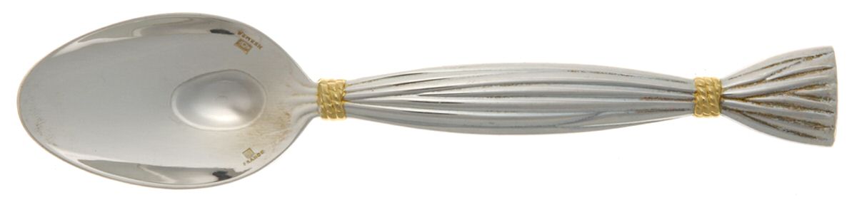Moisson-Gold (Silverplate, Gold Accent) Five O'Clock Teaspoon by Hermes (France)-1