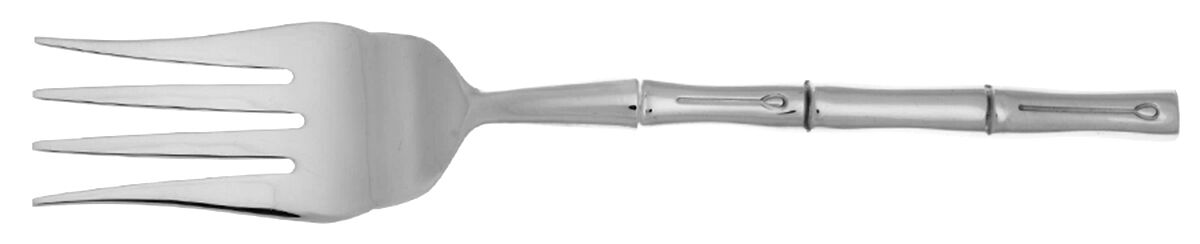 Bamboo (Stainless) Cold Meat Fork Large, Stainless Tines HC by Hampton Silversmiths-1