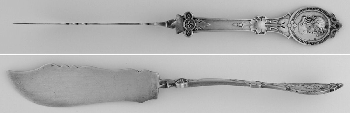 Medallion (STERLING, 1867) Flat Twisted Handle Master Butter Knife Bright Cut by Hotchkiss & Schreuder-1