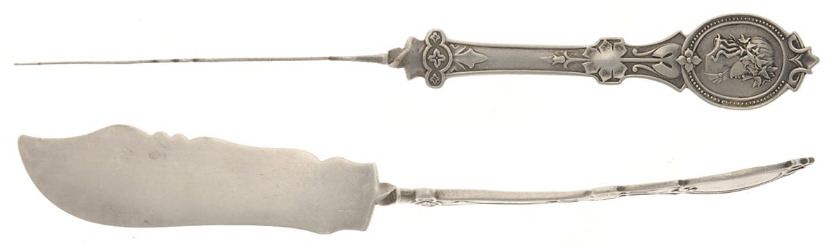 Medallion (STERLING, 1867) Flat Twisted Handle Master Butter Knife Bright Cut by Hotchkiss & Schreuder-1