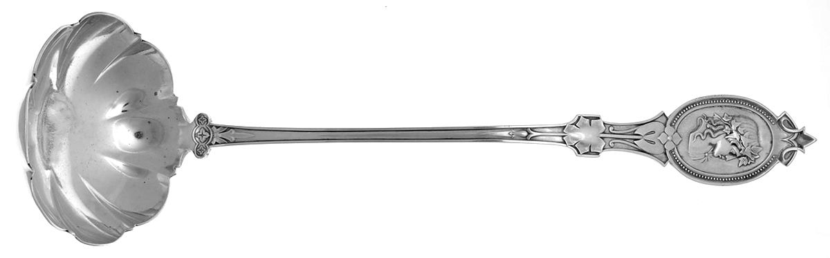 Medallion (STERLING, 1867) Large Solid Soup Ladle by Hotchkiss & Schreuder-1