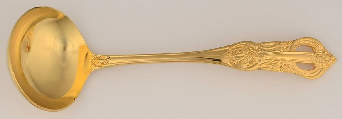 Princeton-Gold (Gold Electroplate) Solid Gravy Ladle by Hanford Forge-1