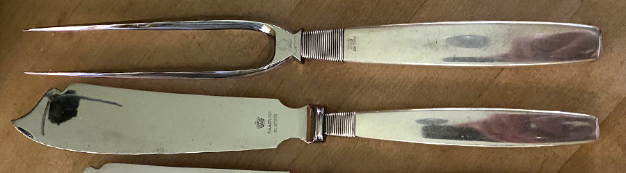 Silver Thread (Sterling) Small Stainless Blade 2-Piece Steak Carving Set by Hingelberg (Denmark)-1