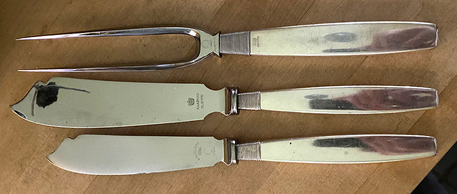 Silver Thread (Sterling) Small Steak Carving Knife with Stainless Blade by Hingelberg (Denmark)-1