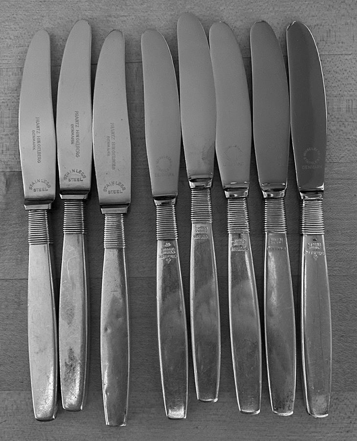 Silver Thread (Sterling) Dessert Knife with Stainless Blade by Hingelberg (Denmark)-1