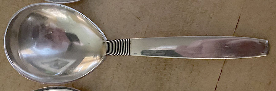 Silver Thread (Sterling) Solid Smooth Casserole Spoon by Hingelberg (Denmark)-1