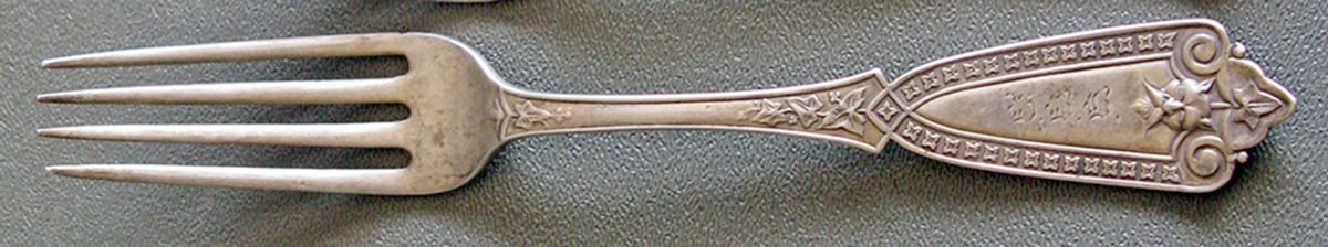 Ivy (Coin) Sterling Silver Fork by Henry Hebbard-1