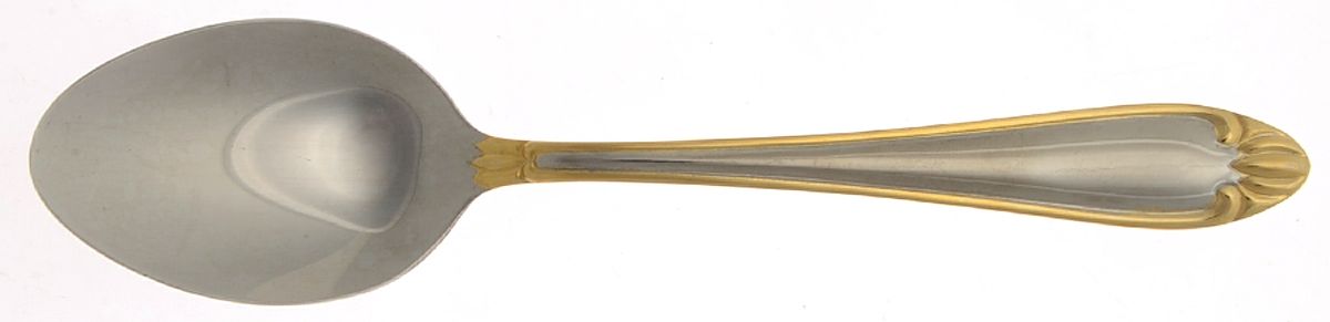 Abigail-Gold Accent (Stainless) Small Tablespoon (Serving Spoon) by Hampton Silversmiths-1