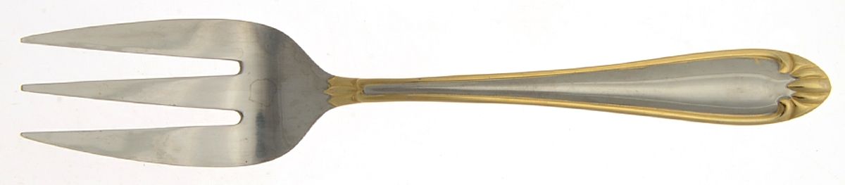 Abigail-Gold Accent (Stainless) Medium Solid Cold Meat Serving Fork by Hampton Silversmiths-1