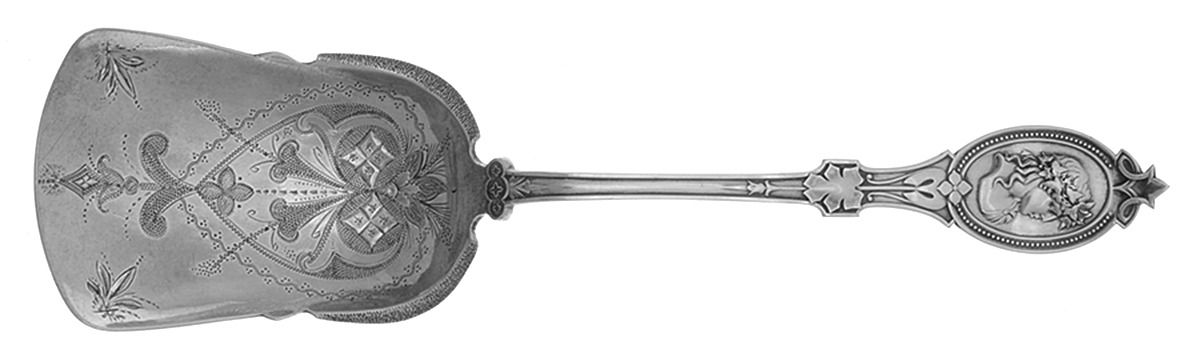 Medallion (Coin) Bright Cut Solid Serving Berry Scoop by Hotchkiss & Schreuder-1