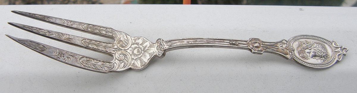 Medallion (Coin) Pickle Fork Old Style Bright Cut by Hotchkiss & Schreuder-1