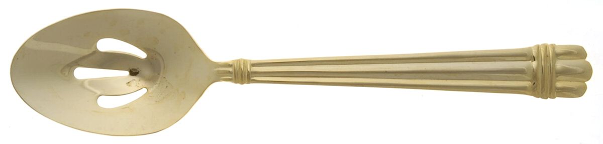 HSV28 (GOLD ELECTROPLATE) Pierced Tablespoon (Serving Spoon) by Hampton Silversmiths-1