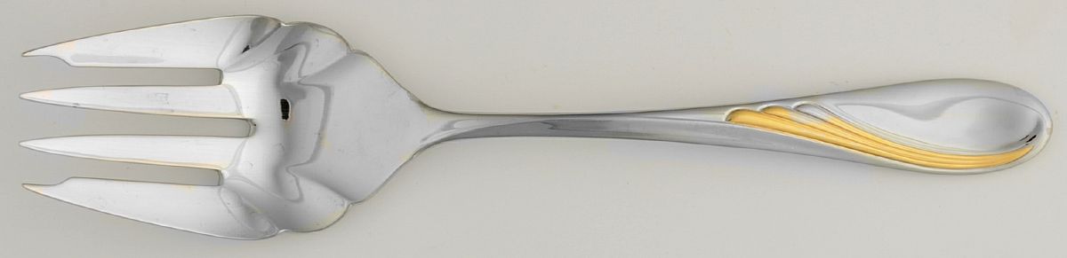 Glengarry (Gold Accent) Medium Solid Cold Meat Serving Fork by Heritage China-1