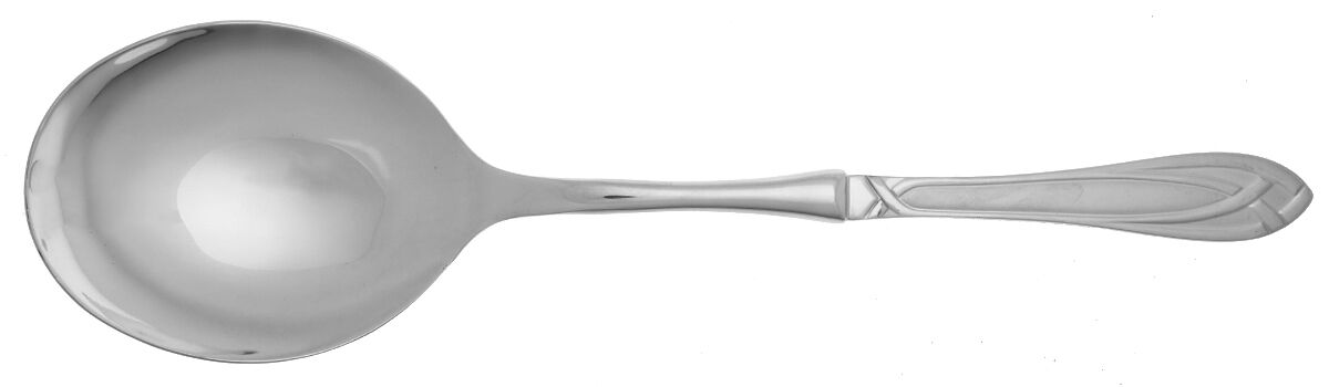Lace Frosted (Stainless) Casserole Spoon with Smooth Stainless Bowl HC by Hampton Silversmiths-1