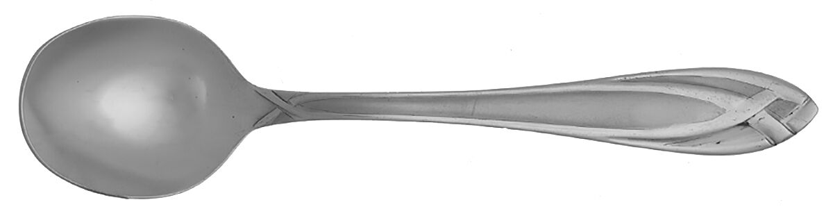 Lace Frosted (Stainless) Round Bowl Soup Spoon (Cream Soup) HC by Hampton Silversmiths-1