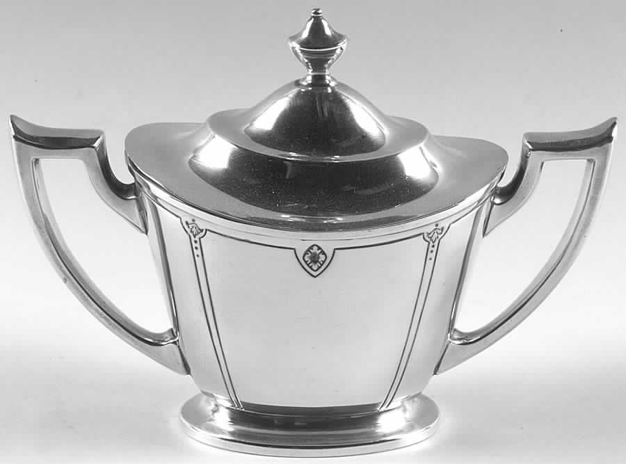 Fiesta (Sterling, Hollowware) Sugar Bowl & Lid by Hallmark-1