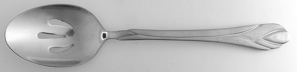 Lily Frosted (Stainless) Pierced Tablespoon (Serving Spoon) by Hampton Silversmiths-1