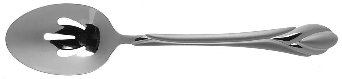 Lily Frosted (Stainless) Pierced Tablespoon (Serving Spoon) by Hampton Silversmiths-1