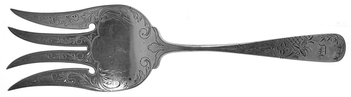 HSJ1 (Sterling) Large Solid Bright Fish Serving Fork by Harris & Shafer-1