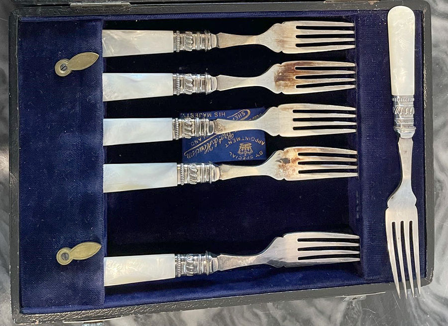 Pearl Handle 6 (Silverplate) Individual Salad Fork by Harrison Bros & Howson-1