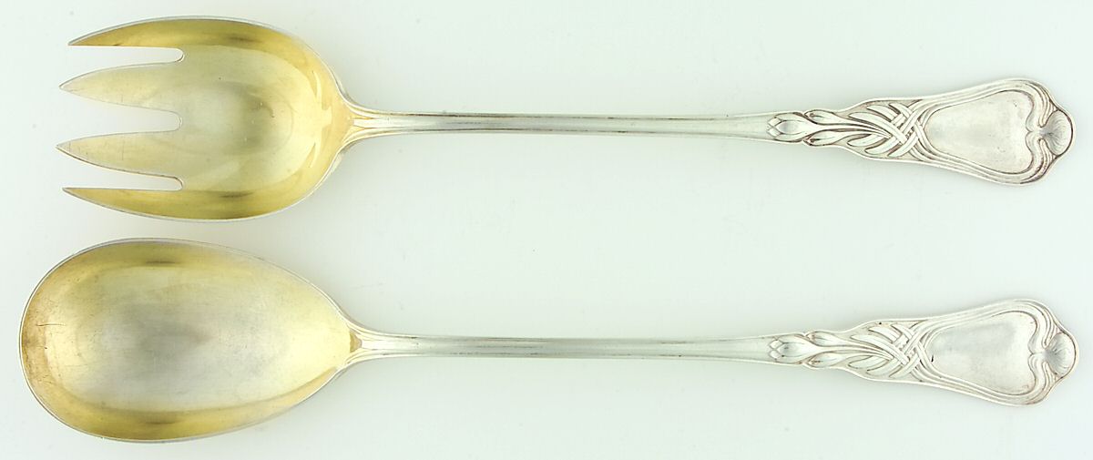 HUF1 (Silverplate) (2 Pc) Solid Salad Set by H Mau Flatware-1