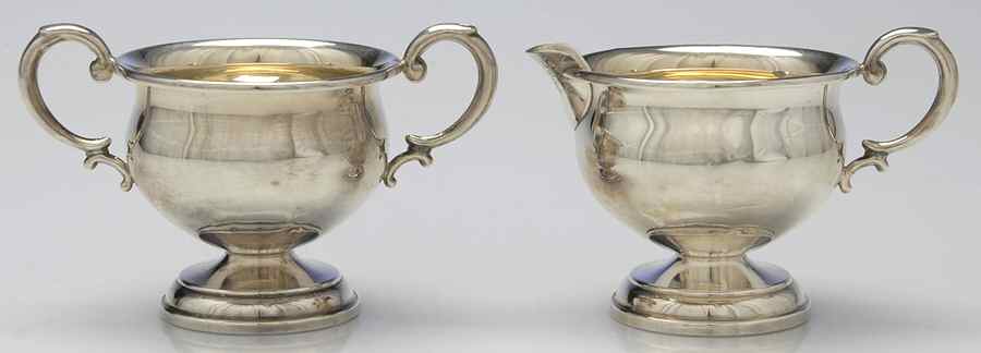 Sterling Hollowware Weighted Mini Creamer and Open Sugar by Hamilton Silver-1