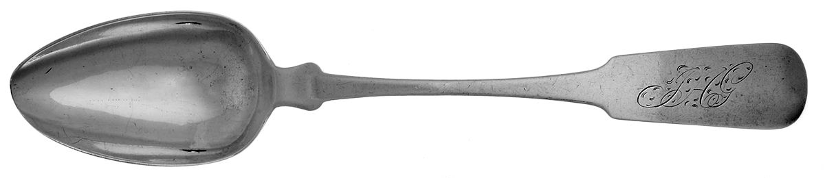 Coin Silver Flatware Tablespoon (Serving Spoon) by H B Myer-1