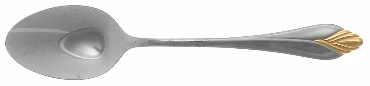 York Gold (Stainless, Gold Accent) Dessert/Oval Soup Spoon by Heritage China-1