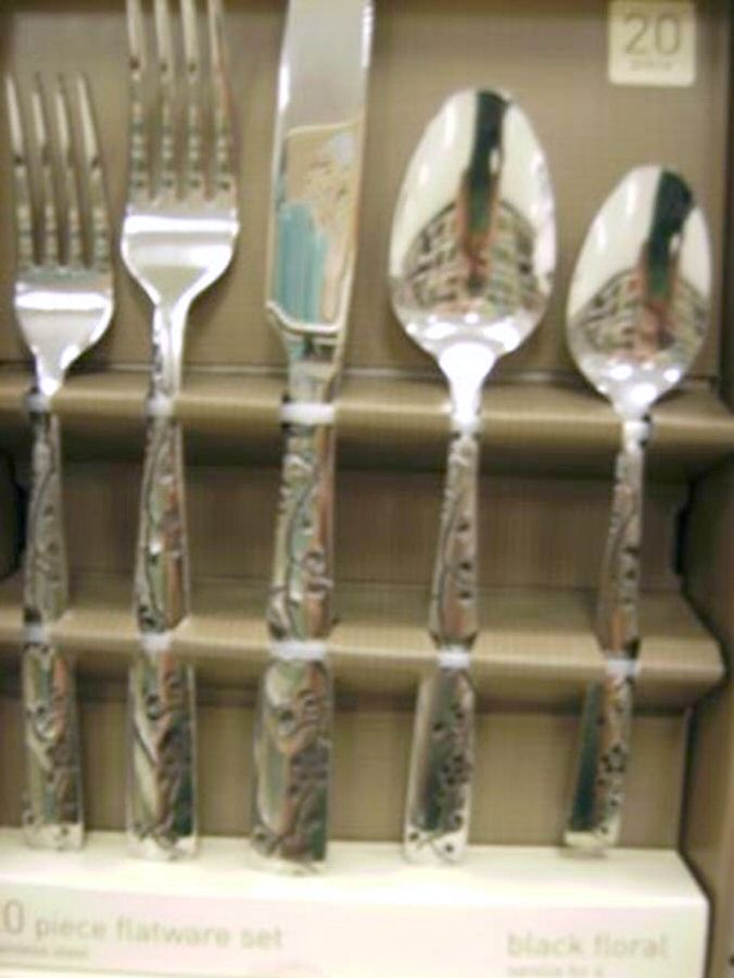 Black Floral (Stainless) Fork by Home (Target)-1