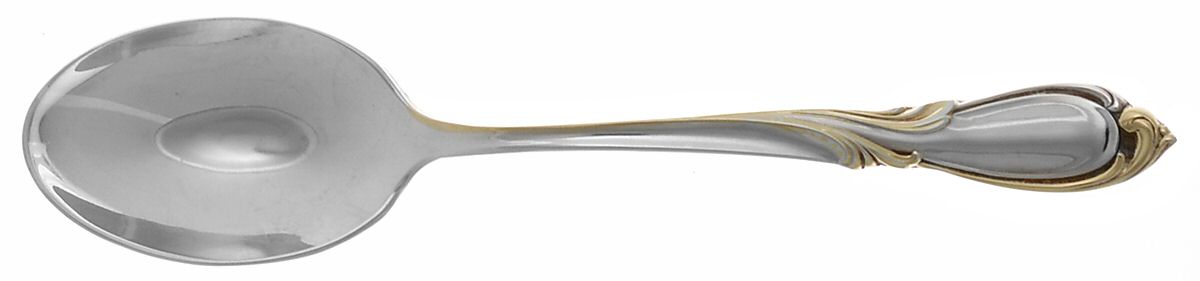 Sandringham-Gold Accent (Silverplate) Place/Oval Soup Spoon by Heritage China-1