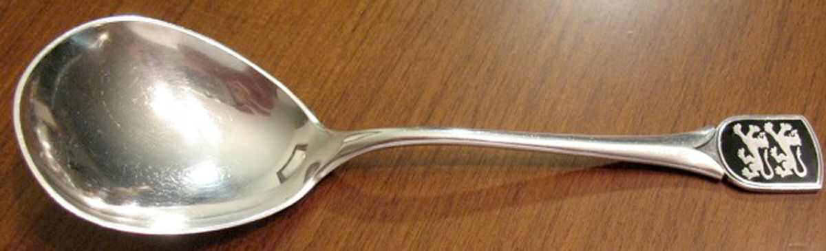 HNS9 (Sterling) Solid Smooth Casserole Spoon by Hans Hansen (Denmark)-1