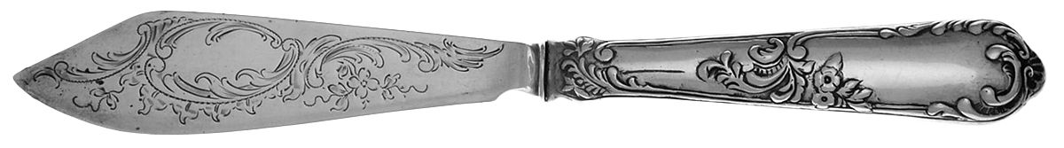 HYO2 (Sterling) Bright Cut Ind Hollow Handle Fish Knife-Strl Blade by H. Meyen & Co.(Germany)-1