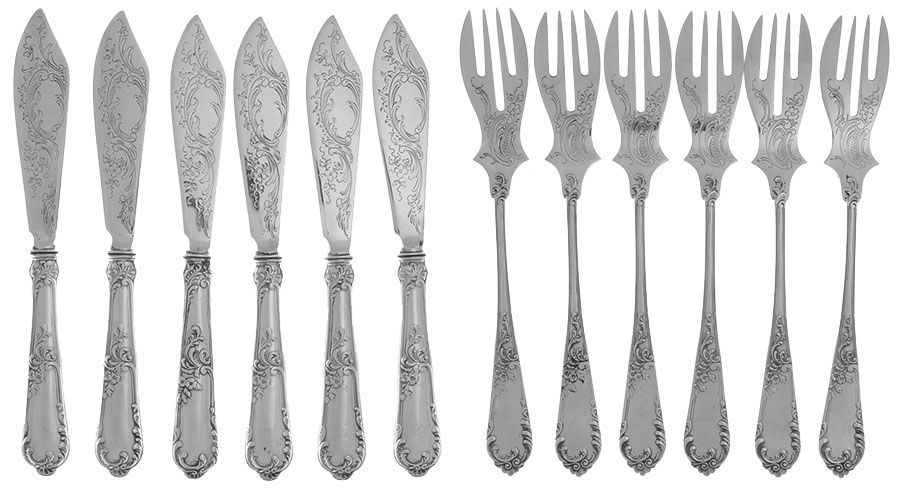 HYO2 (Sterling) Fish Set - Set of 12 (Individuals w/Bright Cuts) by H. Meyen & Co.(Germany)-1