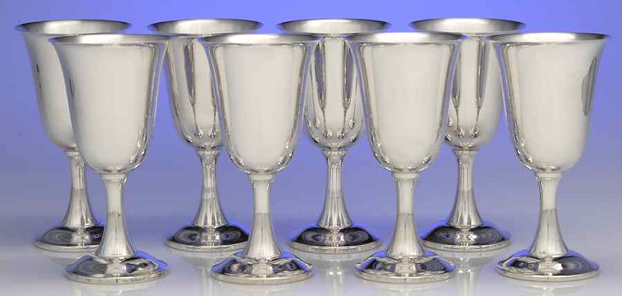 303 (Sterling, Hollowware) Water Goblet - Set of 8 by Hunt Silver Co-1