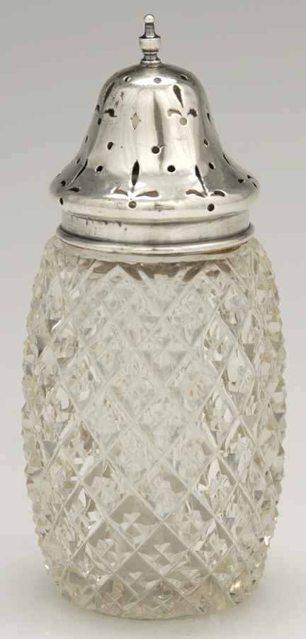 Sterling Hollowware Muffineer with Crystal Base & Sterling Lid by William Hair Haseler-1